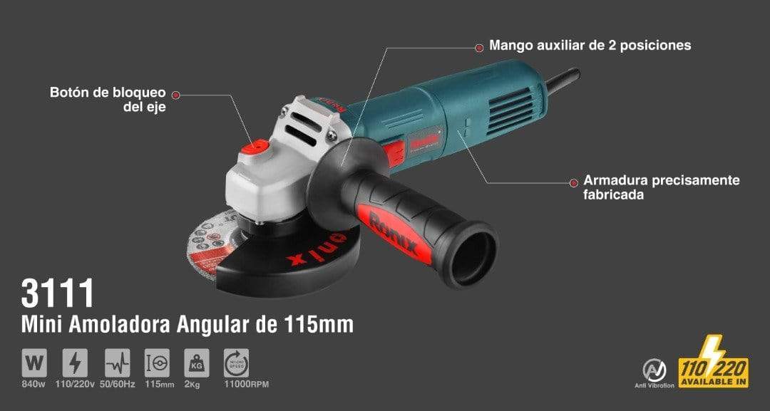 Ronix 4.5"/115mm Mini Angle Grinder, 850W - 3111 | Supply Master | Accra, Ghana Tools Building Steel Engineering Hardware tool