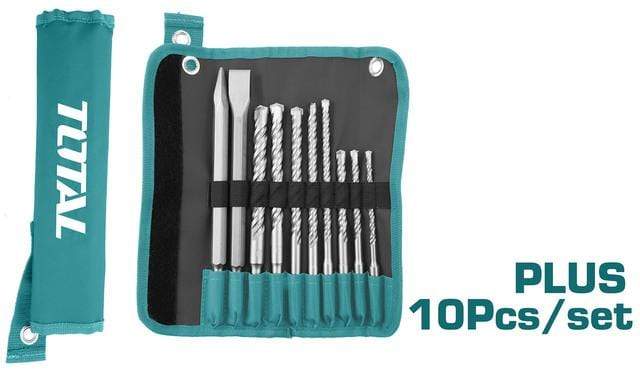 Total 10 Pieces Hammer Drill Bits and Chisels Set - TACSD19101 | Supply Master | Accra, Ghana Tools Building Steel Engineering Hardware tool