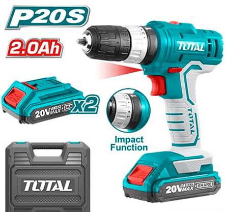 Total Lithium-Ion Cordless Drill 20V with Two Batteries - TIDLI20012 | Supply Master | Accra, Ghana Tools Building Steel Engineering Hardware tool