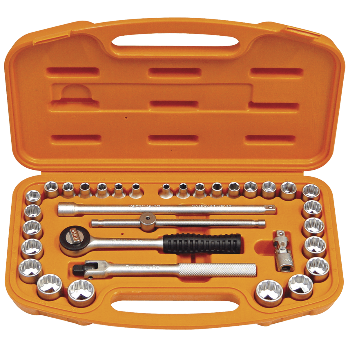 Tramontina 3/8" Inches and Millimeters Socket and Accessories Set - 33 pieces